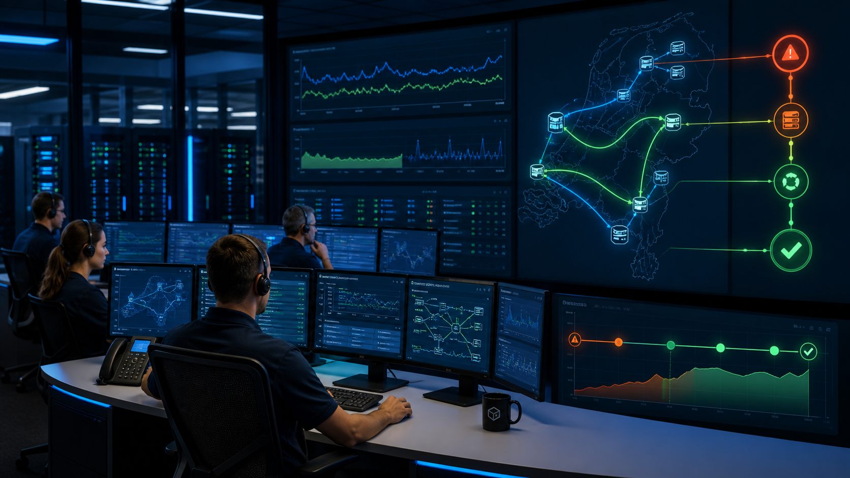 Gigatech-netwerkteam bewaakt uptime, redundante routes en incidentherstel